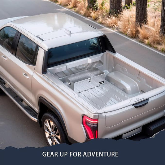 ARKSEN 30 x 13 x 10 Inch Diamond Plate Truck Bed Tool Box, Heavy Duty Waterproof Aluminum Toolboxes Storage Chest with Side Handle & Lock for Pickup Truck Bed, RV & Trailer – Silver