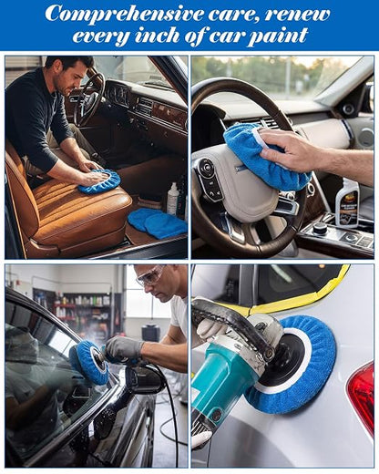 Tallew 40 Pcs 9 to 10 Inches Buffer Pads Bulk Car Polisher Bonnets Orbital Buffer Bonnets Microfiber Polishing Pad Car Wax Cover for Cleaning and Polishing (Dark Blue)