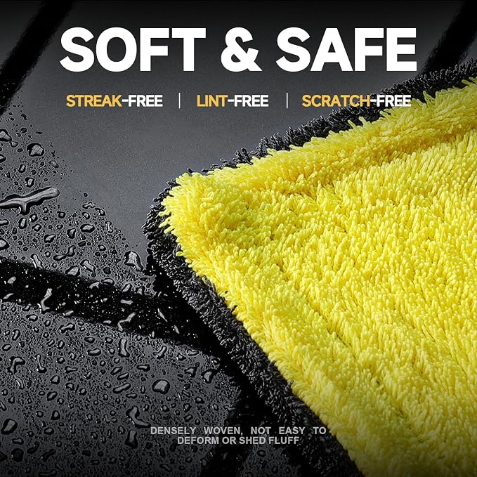 toretark Microfiber Towels for Cars Drying Towel - 36"x24", Streak-Free Double-Sided Ultra Absorbent Bath Towels, Edgeless Design for Car Detailing Cleaning & Household