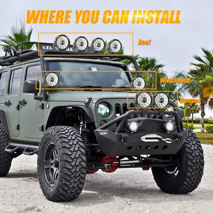 Auxbeam 7 Inch Round Offroad Light, 360-PRO Series 230W 33332LM LED Driving Light Bar Spot Flood Combo Pod Lights Auxiliary Spotlight Off Road Lights for Truck Jeep ATV, 2 Years Warranty