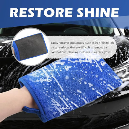 2PCS Car Clay Mitt Auto Detailing,Soft Clay Bar Mitt for Cleaning Car Surfaces,Anti-Scratch Cars Accessories Clays Mitts for Cars Detailings to Replace Traditional Clays Bar