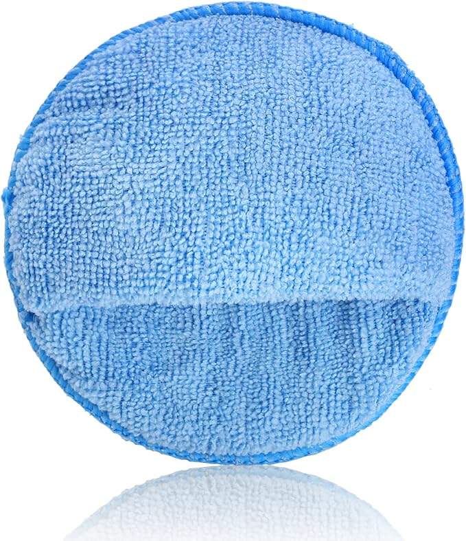 Fasmov 30 Pack Microfiber Wax Applicator, 5" Diameter Soft Microfiber Wax Applicator Pads with Finger Pocket Wax Applicator for Cars Wax Applicator Foam Sponge, Blue
