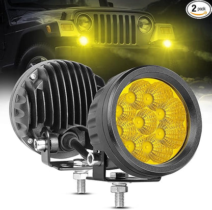 ACEC SHOP Amber Round LED Pods 2PCS 54W 3.5 Inch Yellow Pod Lights Round LED Offroad Light Flood Light Bars Yellow Fog Lights for Wrangler Truck Tacoma SUV UTV ATV