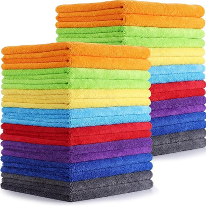 Tallew 16 Pcs Car Microfiber Towels Buffing Drying Wash Cleaning Cloths Plush Large Towels Thick Care Polishing Detailing Waxing Scratch Proof Towel, 15.75 x 15.75 Inch (Multicolor)