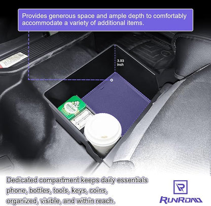 RUNROAD Center Console Organizer Tray Compatible with 2015-2026 Ford F150 and 2017-2026 F250 F350 F450 Accessories, Underseat Storage Organizer Insert Armrest Tray Cup Holder (40/20/40 Jump Seat ONLY)
