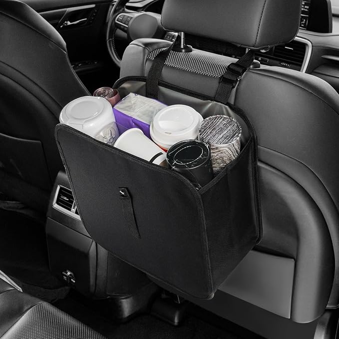 Amiss Foldable Car Trash Can, Collapsible Garbage Bag for Car, Hanging Waterproof Leakproof Trash Can Storage Bag, Automotive Interior Accessories, Multifunctional Car Storage Bag (3 Gallon)