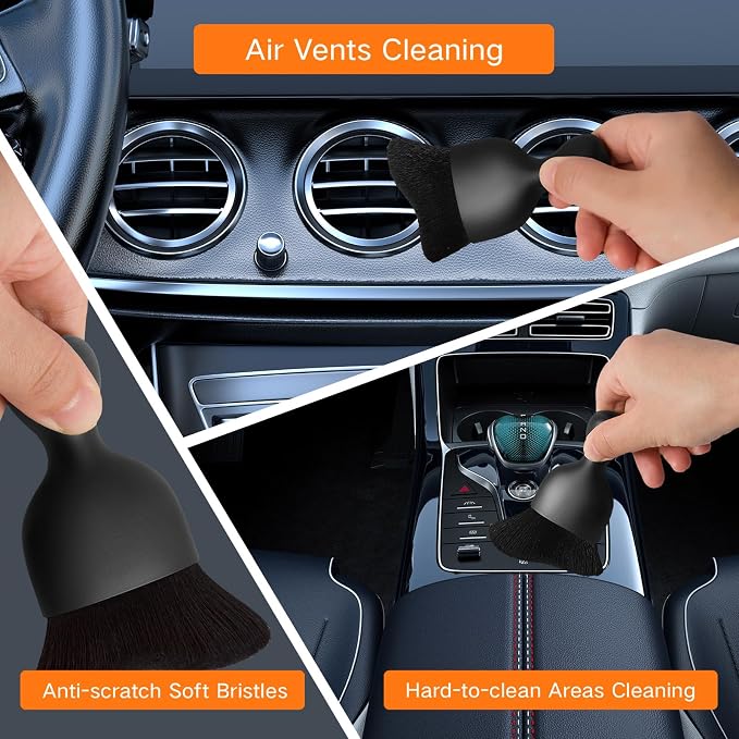 Qydipclin 7pcs Windshield Cleaner Tool Car Window Cleaning Wash Kit with 4 Reusable Microfiber Pads 1 Spray Bottle and Extendable Handle Auto Glass Wiper Kit, Orange