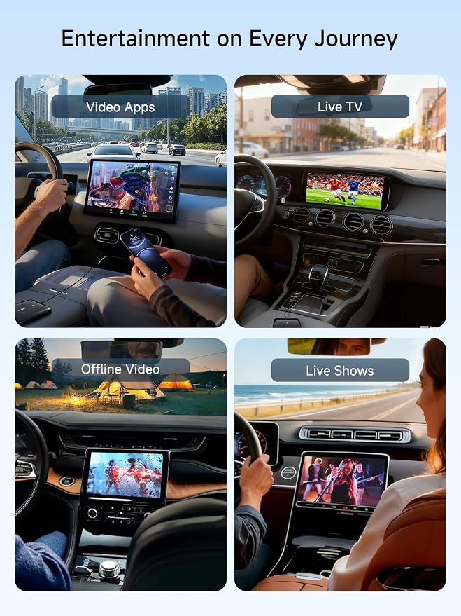 Wireless CarPlay & Android Auto Adapter, Supports for Netflix/YouTube, AI Box Carplay, Drivechat with AI Skills, Dual WiFi, Bluetooth, Fits for OEM Wired CarPlay Cars