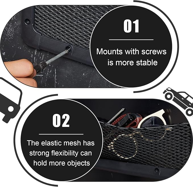 Frienda 2 Pcs ABS Plastic Frame Car Storage Net Bag Phone Car Mesh Net Holder RV Storage Boat Cargo Pocket Organizer Framed Mesh Pocket with Screws for Auto RV (13.8 x 5 Inch)
