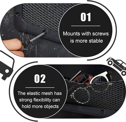 Frienda 2 Pcs ABS Plastic Frame Car Storage Net Bag Phone Car Mesh Net Holder RV Storage Boat Cargo Pocket Organizer Framed Mesh Pocket with Screws for Auto RV (13.8 x 5 Inch)