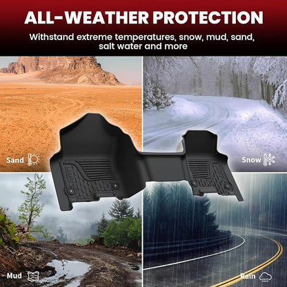 LASFIT Floor Mats for 2019-2024 Dodge Ram 1500 Quad Cab Without 2nd Row Under Seat Storage, Fit for Bench Seat & Carpet Flooring, All Weather TPE Custom Fit Car Mats Floor Liners 1st & 2nd Row, Black
