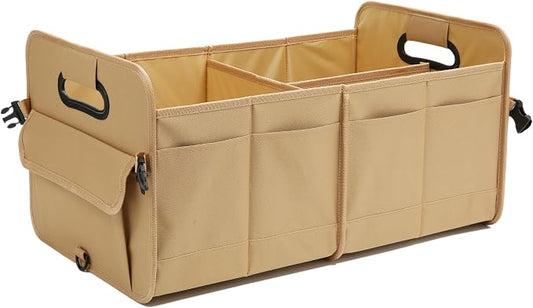 AOKJOY Car Trunk Organizer Car Storage Organizer Collapsible Multi Compartment Car Organizer Adjustable Straps Car Organizer for SUV(Ginger)