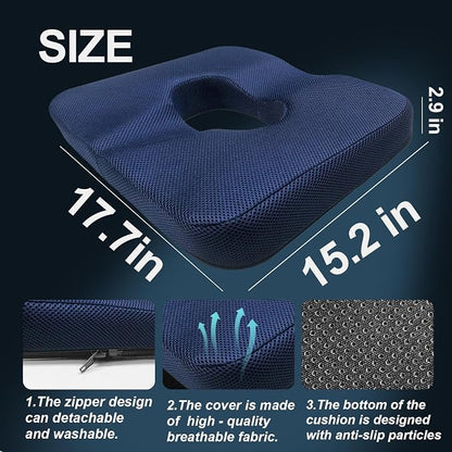 Donut Pillow for Tailbone Pain&Hemorrhoid,Wheelchair Seat Cushion for tailbone pain relief,Gel Cushions for Pressure Relief,Memory Foam Pad for Office Chair,Stands & Postpartum Pregnancy(Blue)