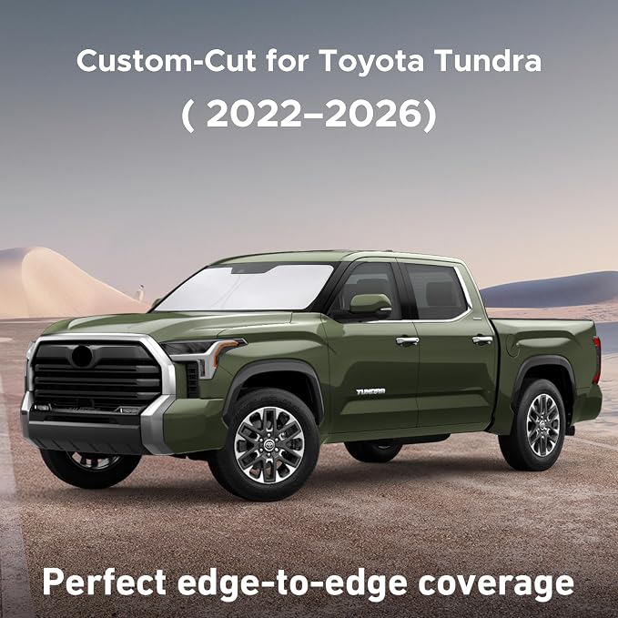 EcoNour Windshield Sunshade Compatible for Toyota Tundra 2022-2024 2025 2026, SR, SR5, Limited, Platinum, 1794 Edition, TRD Off-Road Pro Sun Visor for Front Window Sun Shade Cover, Car Accessories
