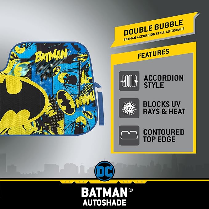 BDK Classic Batman Front Windshield Auto Shade, Accordion Folding Auto Sunshade for Car Truck SUV-Blocks UV Rays Sun Visor Protector, Keeps Your Vehicle Cool-58 x 27 Inch