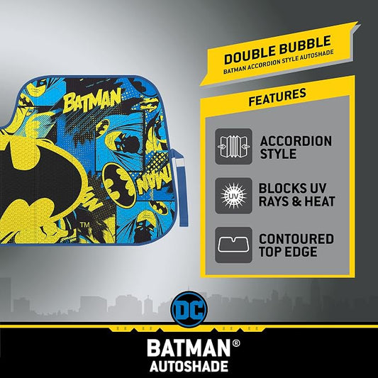 BDK Classic Batman Front Windshield Auto Shade, Accordion Folding Auto Sunshade for Car Truck SUV-Blocks UV Rays Sun Visor Protector, Keeps Your Vehicle Cool-58 x 27 Inch