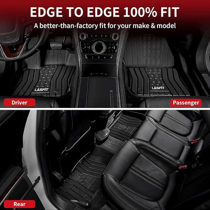 LASFIT Floor Mats for 2020-2017 Ford Fusion & Lincoln MKZ, Custom Fit Full Coverage All Weather TPE Floor Liners, Front & Rear Rows, Black
