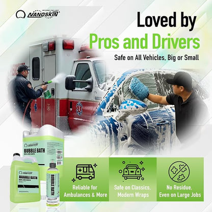 Nanoskin BUBBLE BATH Foaming Car Wash Shampoo 30 Gallons - Works with Foam Cannon, Gun, Bucket Washes, Car Soap for Pressure Washer | For Car, Truck, Motorcycle, RV & More, Green,3840 Fl Oz(Pack of 1)