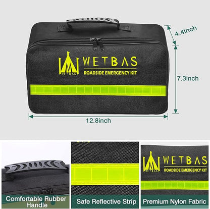 Car Roadside Emergency Kit, Auto Vehicle Safety Emergency Road Side Assistance Kits Essentials, with Jumper Cables, Safety Hammer, Reflective Warning Triangle