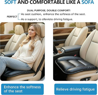 CORRIDOR Genuine Leather Seat Cushion for Car - Handmade - Relieve Hip, Pressure and Sciatica Pain - Ideal for Lower Back Pain - for Office Chair and Car Seat (Premium Black, Cushion)