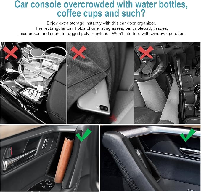 CDEFG 4Pcs for 2026 Mazda CX5 Center Console Organizer Door Handle Pocket Trash Can for 2026 Mazda CX-5 (S/Select/Preferred/Premium/Premium Plus) Accessory Door Side Storage Box