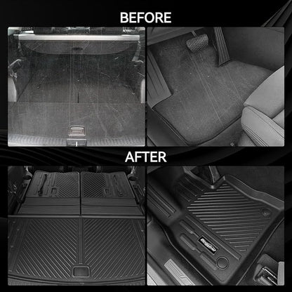 Floor Mats for 2018-2024 Ford Expedition Max 8 Seats/Bench Seats, Trunk Mat and Backrest Mat & Door Sill Guard All Weather TPE Protector for Ford Expedition Max Accessories