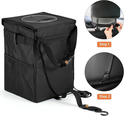 XHRING Car Trash Can Garbage Can for Ford F150 F-150 F250 F350 Super Duty Transit Explorer Bronco/Bronco Sport Maverick Expedition Raptor Escape Edge Ranger Accessories 2000-2025 2026, Larger Size