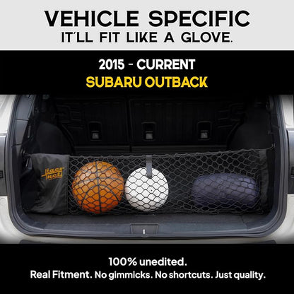 TacoNets Envelope Cargo Net for Subaru Outback - Fits 2015-Current - Upgraded 5mm Bungee - Integrated Storage Bag - Heavy Duty Hooks - Designed in USA