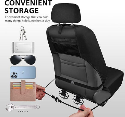 CAR PASS Oxford Bling Diamond Car Seat Covers Full Set Interior Sets, Waterproof Shining Glitter Sparkly Crystal Universal Armrest Fit 95% Automotive Truck SUV Cute Women Girl, Black Red Rhinestone