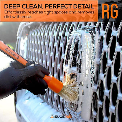 Suds Lab Detailing Brush with Rubberized Bristles, Car Detailing Wheel Brush Rim Cleaner 2 Pack