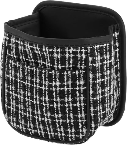 Car Trash Can Portable and Hanging 6.3" Length 3.9" Width 7.1" Height Trash Bin Fabric Black 1 Pcs