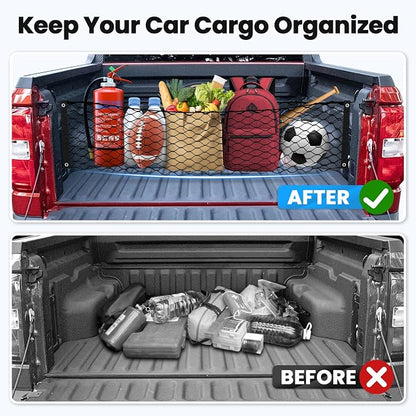 Canvcle Trunk Cargo Net for 2022-2025 2026 Ford Maverick Accessories Envelope Style Mesh Trunk Net Organizer and Storage Stretchable Adjustable Elastic Nylon Rear Cargo Netting with Hooks