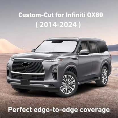 EcoNour Windshield Sunshade Compatible for Infiniti QX80 2014-2022 2023 2024, Sun Visor for Front Windshield & Window Sun Shade Cover, UV Heat Blocker & Protector, Car Accessories