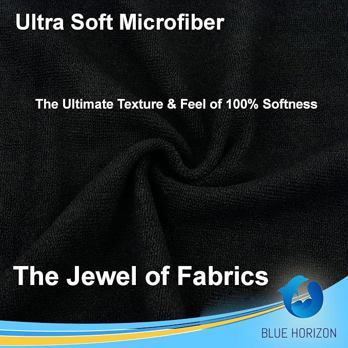 Blue Horizon Black Microfiber Cleaning Towels, 24-Pack Dual-Sided Ultra Soft Plush Washcloth, All Purpose Premium Microfiber Detailing Cleaning Cloths Shop Towels (16" x 16", Black)