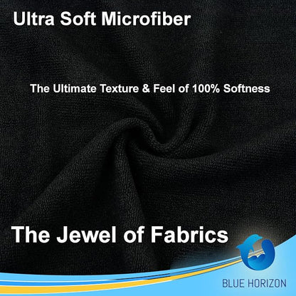 Blue Horizon Black Microfiber Cleaning Towels, 24-Pack Dual-Sided Ultra Soft Plush Washcloth, All Purpose Premium Microfiber Detailing Cleaning Cloths Shop Towels (16" x 16", Black)