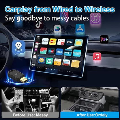 ossomo Wireless CarPlay Adapter,2 in 1 CarPlay & Android Auto Wireless Adapter for Cars,Convert Wired to Wireless with USB/Type-C,Plug Play Car Play for iOS 10+ /Android 10+