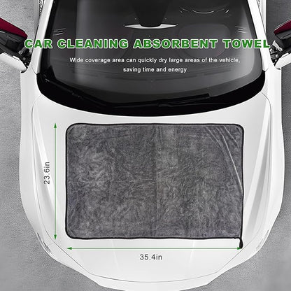 Car Drying Towel, 35.4"×23.6" Large Ultra Absorbent Microfiber Cleaning Cloth, 1200GSM Streak-Free Auto Detailing Towel Reusable Cleaning Rag for Cars, Trucks, SUVs, RVs