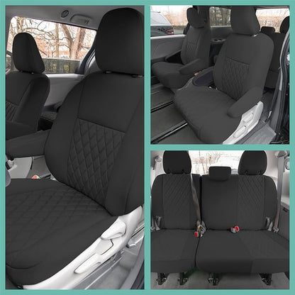FH Group Custom Fit Car Seat Covers Specifically Made for 2011-2020 Toyota Sienna 7 Seater with Ultraflex Neoprene Water Resistant Automotive Seat Covers - Full Set Black