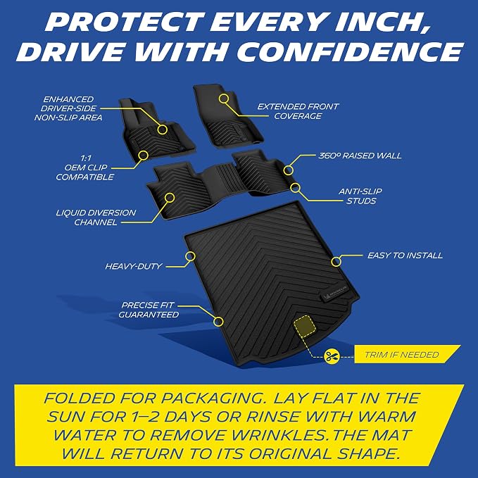 Michelin Premier Series Floor Mats & Trunk Liner for 2026 Mazda CX-5 (Not Fit 2017-2025 Model), All-Weather Floor Liner & Trunk Mat, Custom Fit, Durable TPE