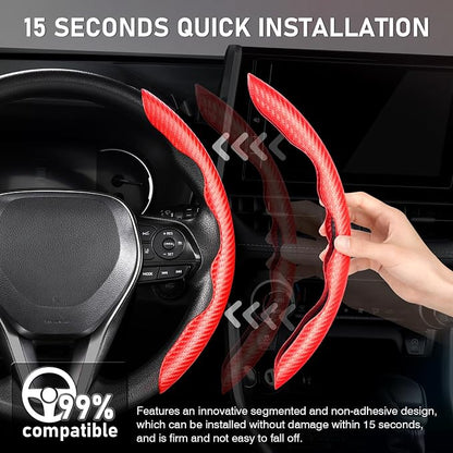 Cartist Steering Wheel Cover, Carbon Fiber Steering Wheel Cover, Car Steering Wheel Cover for Men/Women, Anti-Slip, Comfortable Grip, Durable, Universal for 99% Car Interior Accessories (Red)