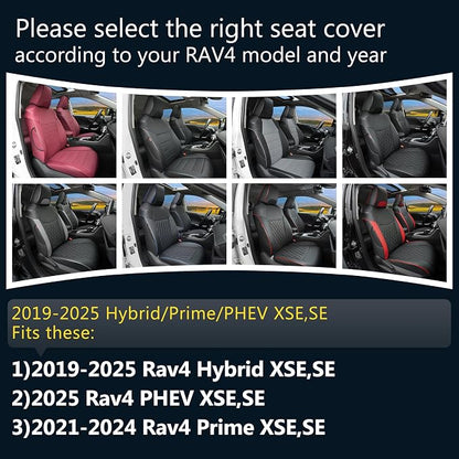 Lolcar Rav4 Seat Covers Custom Fit for Toyota Rav4 2021-2024 Prime SE,XSE & 2019-2025 Hybrid/PHEV SE,XSE, Leather Truck Seat Cover Full Set for SUV,Faux Leather(Black)