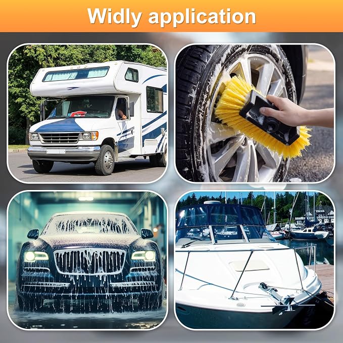 Vesici 1 Pcs Car Wash Brush Head with Soft Detailing Bristle Flow Thru Car Cleaning Brush Exterior Cars Wash Equipment for Auto Truck RV Boat Camper Washing, 10 Inch (Yellow)
