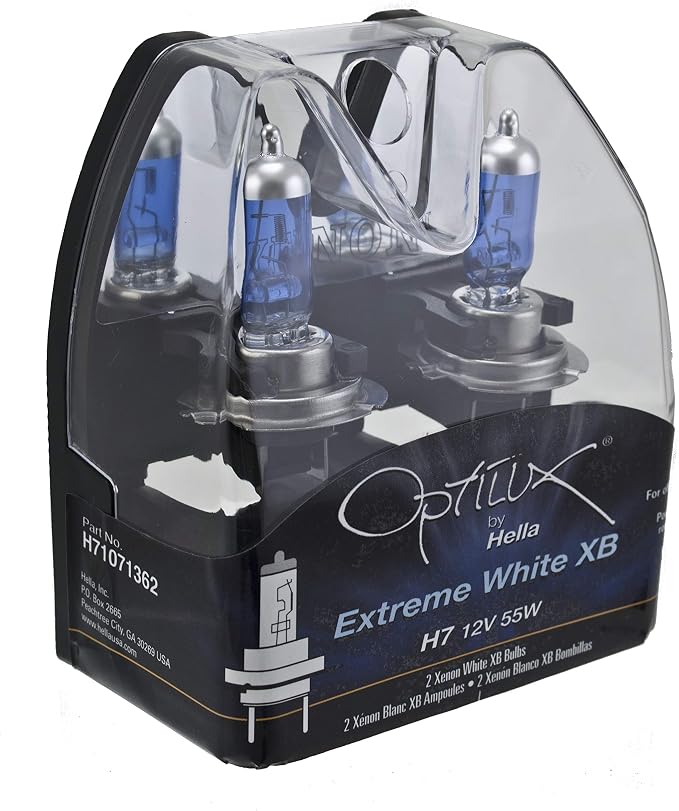 HELLA H71071362 Optilux XB Series H7 Xenon White Halogen Bulbs, 12V, 55W, 2 Pack