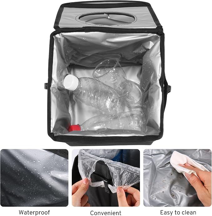 XHRING Car Trash Can Garbage Can for Ford F150 F-150 F250 F350 Super Duty Transit Explorer Bronco/Bronco Sport Maverick Expedition Raptor Escape Edge Ranger Accessories 2000-2025 2026, Larger Size