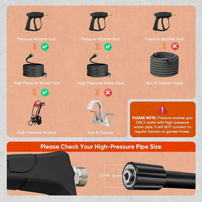 SakerPlus Foam Cannon Dual Connector Accessory,Pressure Washer Gun with Foam Cannon,1/4 Inch Quick Connector with 5 Power Washer Sprayer Nozzles,for Car Washing and Cleaning