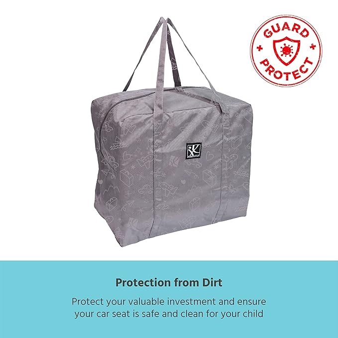 J.L. Childress Go-Go Travel Bag for Kids Backless Booster Seat - Compact Carrier for Airplane & Air Travel, For Toddler Backless Booster Car Seats, Fits Compact Strollers like GB Pocket - Deluxe, Grey