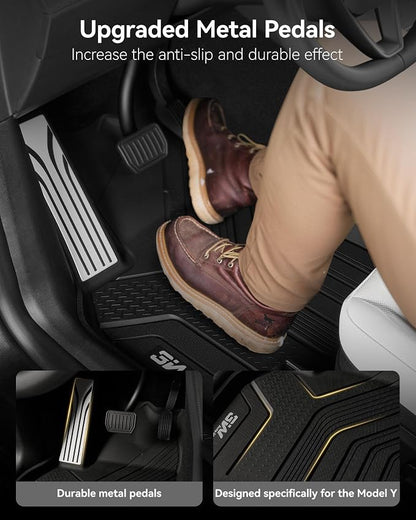 3W 2025 2026 Tesla Model Y Juniper Floor Mats with Rear Cargo Mat & Backrest Mat TPE Anti-Slip All Weather Accessories, Vigormold™