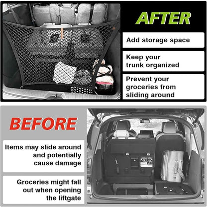 Muslogy Truck Bed Cargo Net Trunk Netting Compatible with 2021-2025 2026 Toyota Sienna Accessories, Pickup Cargo Organizer SUV Sedan Storage Net w/Heavy Duty Carabiners
