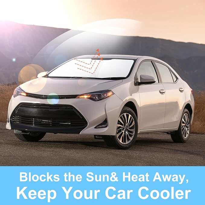 TINGLU Sun Shade for Toyota Corolla 2014-2019 Accessories Windshield Sun Shade Window Shade UV Rays Protection Sun Visor Cover with Steering Wheel Sunshade Storage Bag