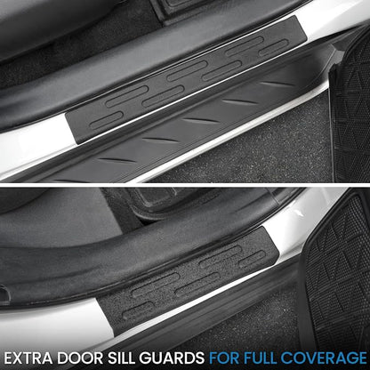 Floor Mats Set for Toyota RAV4 2019-2025 (Both for Gas & Hybrid), Extra Door Sill Guards, All Weather TPE Cargo Mat Backrest Mat Cargo Liner Car Accessories